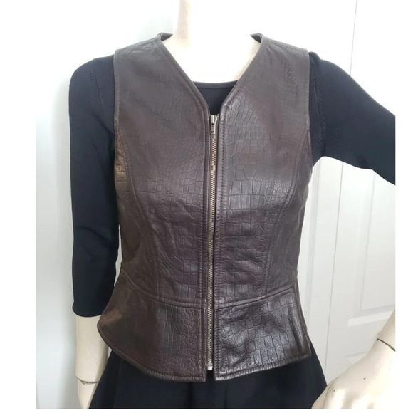 A Line Anne Klein Briwn Leather Vest Made in USA - Picture 5 of 8